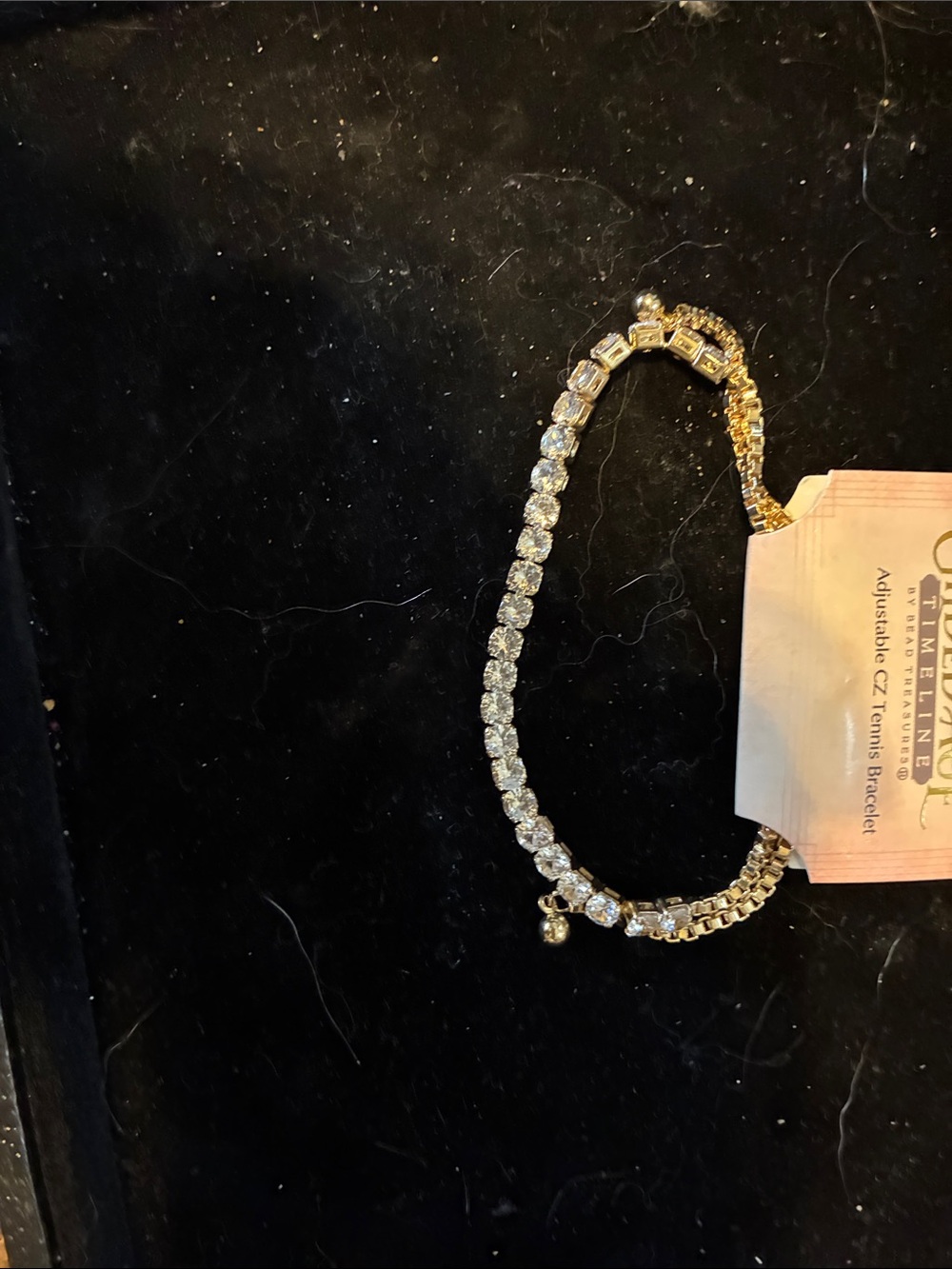 Gold Tennis Bracelet with Clear Stones - Adjustable Sparkle